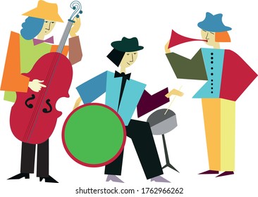 Music band. Collage style. Colorfull vector illustration.