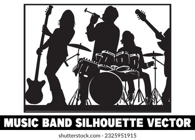 Music band group silhouette vector Band silhouette Band silhouette art Musician silhouette vector