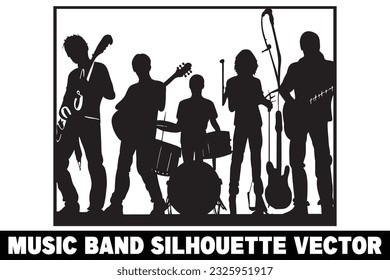 Music band group silhouette vector Band silhouette Band silhouette art Musician silhouette vector