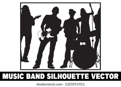 Music band group silhouette vector Band silhouette Band silhouette art Musician silhouette vector