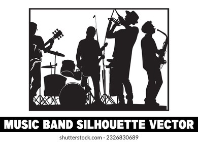 Music band group silhouette vector Band silhouette Band silhouette art Musician silhouette vector