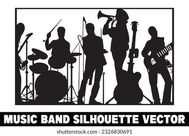 Music band group silhouette vector Band silhouette Band silhouette art Musician silhouette vector