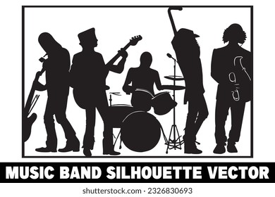 Music band group silhouette vector Band silhouette Band silhouette art Musician silhouette vector