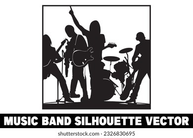 Music band group silhouette vector Band silhouette Band silhouette art Musician silhouette vector