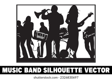 Music band group silhouette vector Band silhouette Band silhouette art Musician silhouette vector