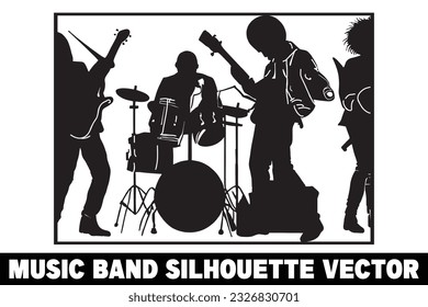 Music band group silhouette vector Band silhouette Band silhouette art Musician silhouette vector