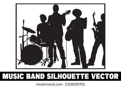 Music band group silhouette vector Band silhouette Band silhouette art Musician silhouette vector