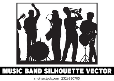 Music band group silhouette vector Band silhouette Band silhouette art Musician silhouette vector