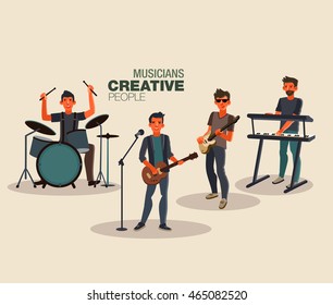 Music band. Group of young rock musician