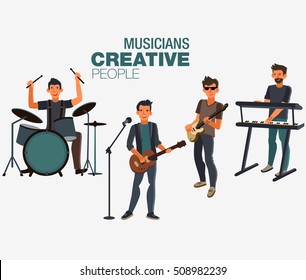 Music band. Group of young rock musician