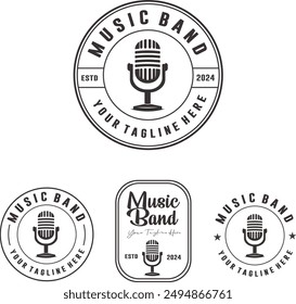 music band guitar object logo design with editable vector file