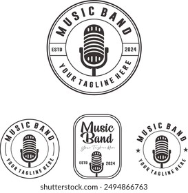 music band guitar object logo design with editable vector file