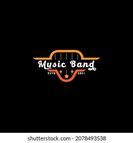 music band logo design, emblems template with guitar pick,icon vector template