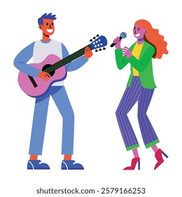 Music band performance, flat style illustration