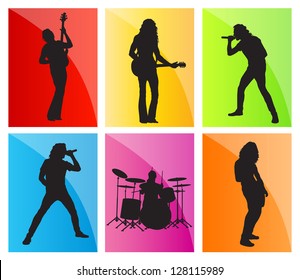 Music band set vector background