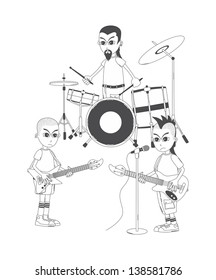 music band show cartoon outline art