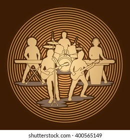 Music Bands designed on golden circle background graphic vector