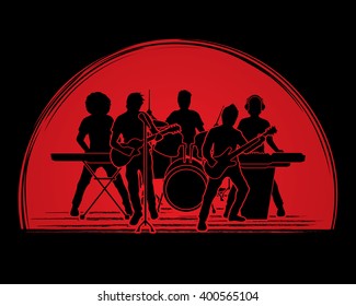 Music Bands designed on sunset background graphic vector