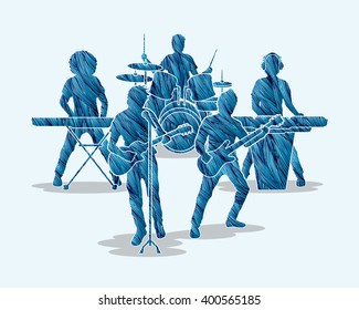 Music Bands designed using blue grunge brush graphic vector