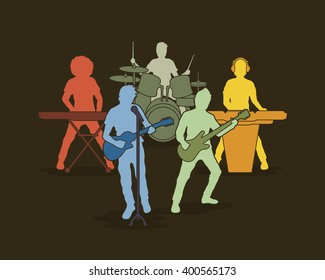 Music Bands designed using colorful graphic vector