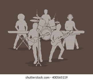 Music Bands designed using line geometric pattern graphic vector