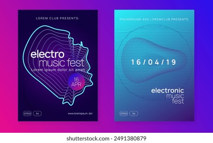 Music Banner. Dj Festival Element. Trance Vector. Soundwave Beat Illustration. Violet Fest Set. Green Party Magazine. Dance Poster. Pink Music Banner