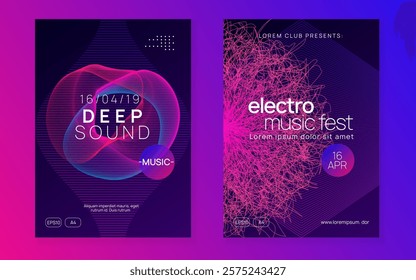 Music Banner. Electro Cover. Night Club Concert Template. Green Dj Design. Sound Background. Pink Edm Event. Nightclub Radio Invitation. Blue Music Banner