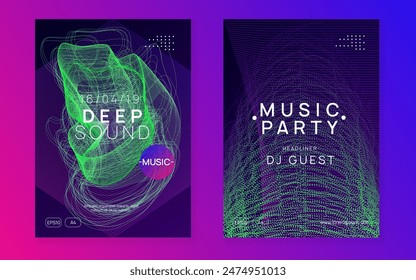 Music Banner. Electronic Audio Invitation. Sound Set. Violet Dance Poster. Party Concert Graphic. Blue Edm Flyer. Electro Cover. Pink Music Banner