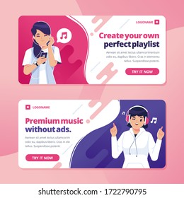 music banner flat design template