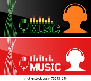 Music banner or flyer design. Vector illustration