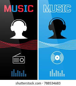 Music banner or flyer design. Vector illustration