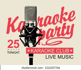 music banner for karaoke party with microphone