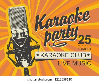 music banner for karaoke party with microphone