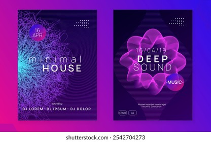 Music Banner. Party Magazine. Concert Invite. Sound Electro Graphic. Electronic Disco Invitation. Blue Night Club Event. Pink Edm Poster. Green Music Banner