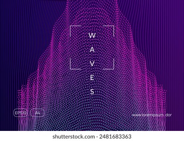 Music Banner. Pink Techno Event. Concert Vector. Psychedelic Audio Invitation. Dance Poster. Blue Party Flyer. Night Club Electro Template. Green Music Banner