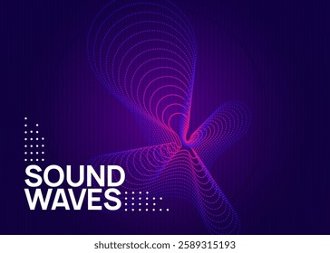 Music Banner. Soundwave Radio Invitation. Festival Vector. Party Concert Template. Violet Sound Poster. Fest Event. Pink Discotheque Design. Green Music Banner