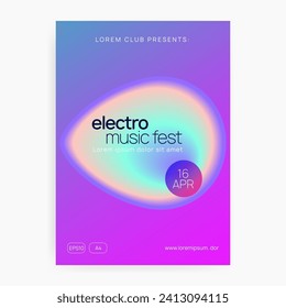 Music Banner. Techno And Carnival Design. Wavy Glitch For Brochure. Fun House Fest. Creative Background For Presentation Template. Pink And Blue Music Banner