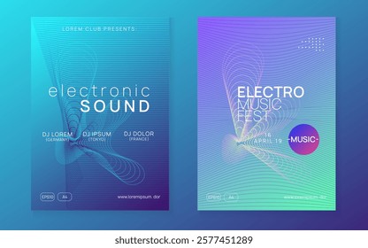 Music Banner. Trance Vector. Pink Fest Poster. Sound Electro Element. Psychedelic Disco Invitation. Blue Party Magazine. Night Club Flyer. Violet Music Banner