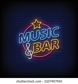 Music Bar Neon Signs Style Text Vector