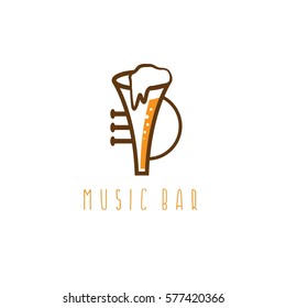 music bar vector concept with trumpet and beer
