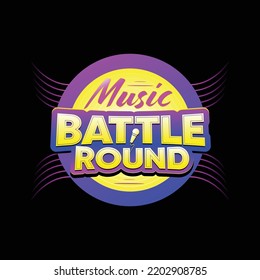 Music Battle Round Premium Logo For Music Competition With Bright Colour And Black Background,