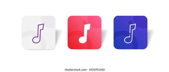 music beam note melody pixel perfect icon set bundle in line, solid, glyph, 3d gradient style