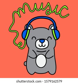 MUSIC BEAR, SLOGAN PRINT VECTOR