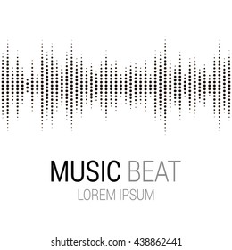 Music Beat. Abstract Audio Equalizer Technology. Sound Wave. Isolated On White Background. Space For Text. Vector Illustration.
