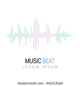 Music beat. Abstract audio equalizer technology. Sound Wave. Isolated on white background. Space For Text. Vector illustration.