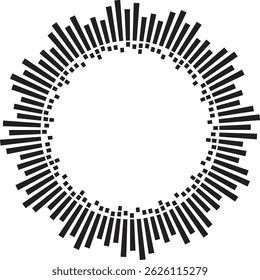 Music beat circle design wavy round frame decoration video background vector texture element