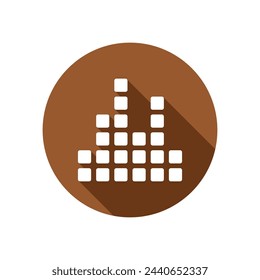 Music beat icon with long shadow flat vector isolated on white background. Element for music concept. Symbol for web