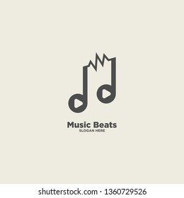 Music Beats simple logo template, vector illustration icon element - Vector illustration