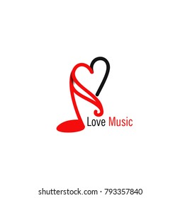 Music Beatwith heart Logo Template Design Vector illustration.