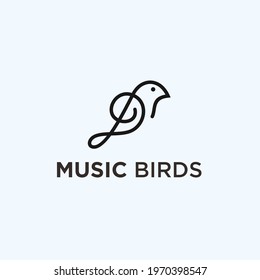 music bird logo design vector illustration on white background